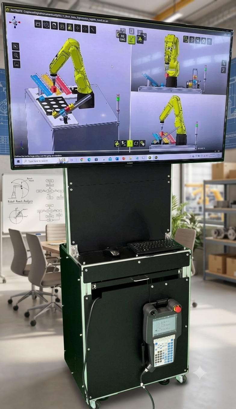 デジタルトレーナーによるロボットシミュレーションと教示操作画面